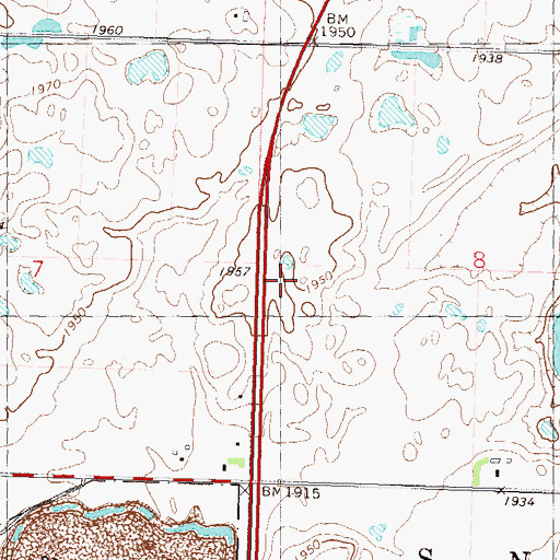Topographic Map of Snow School 8, ND