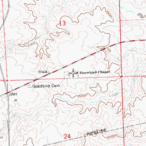 Topographic Map of Snowbird Chapel, ND