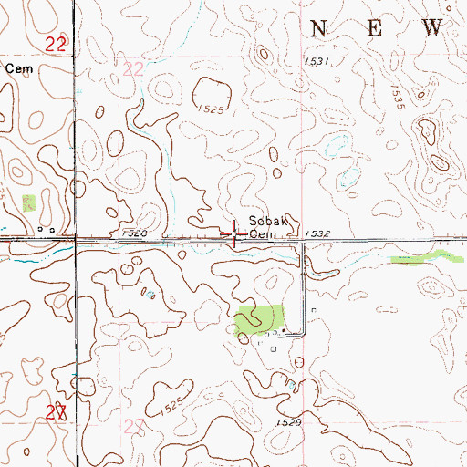 Topographic Map of Sobak Cemetery, ND