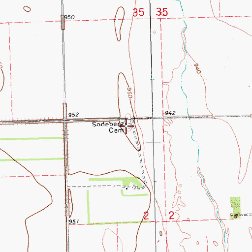 Topographic Map of Sodeberg Cemetery, ND