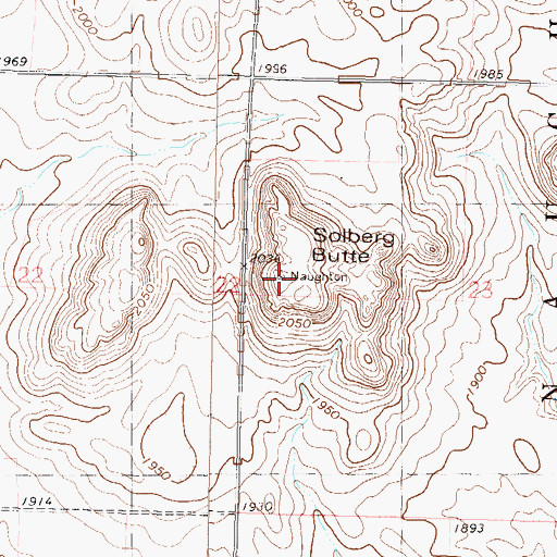 Topographic Map of Solberg Butte, ND