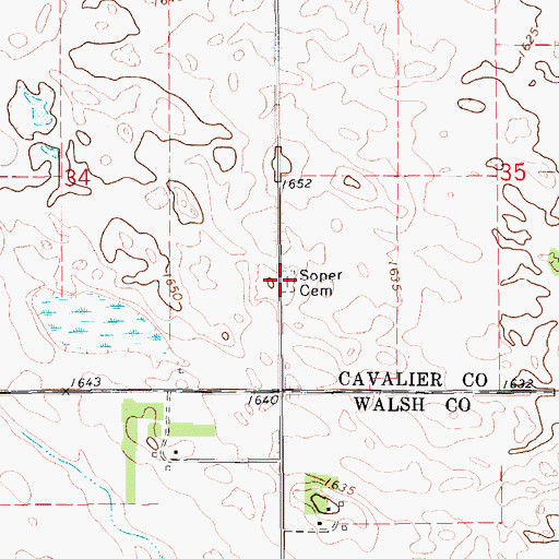 Topographic Map of Soper Cemetery, ND