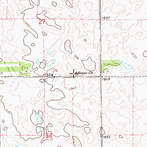 Topographic Map of Soper Church, ND