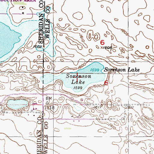 Topographic Map of Sorenson Lake, ND