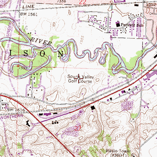 Topographic Map of Souris Valley Golf Course, ND