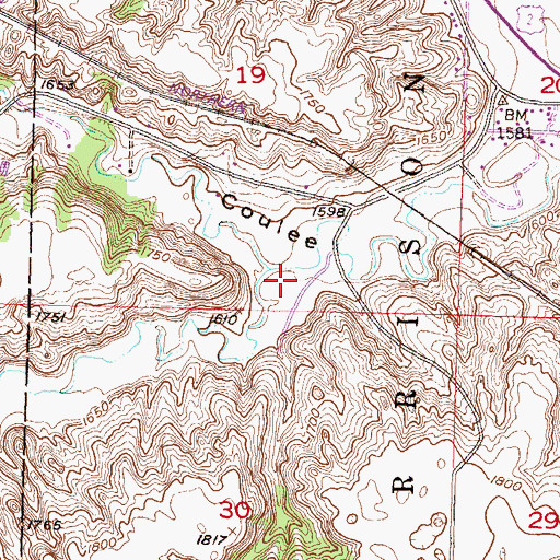 Topographic Map of South Branch Coulee, ND