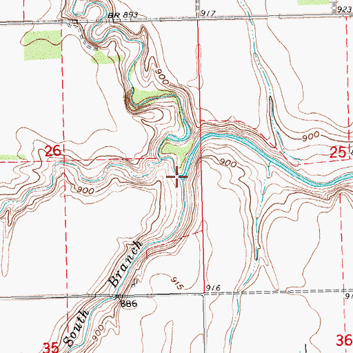 Topographic Map of South Branch Elm River, ND