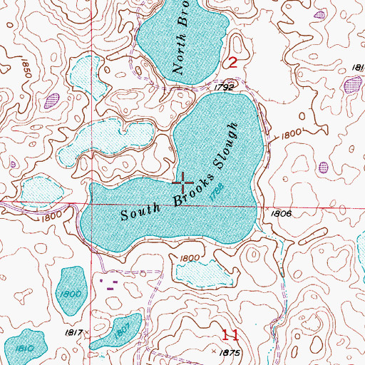Topographic Map of South Brooks Slough, ND