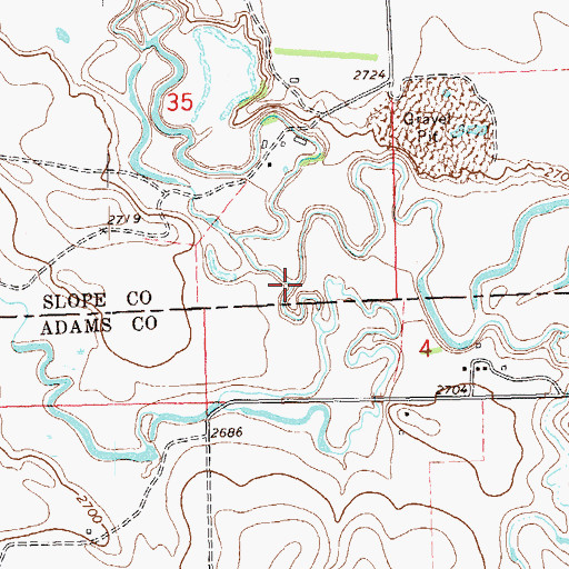 Topographic Map of South Cedar Creek, ND