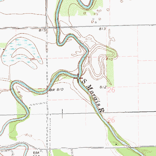 Topographic Map of South Marais River, ND