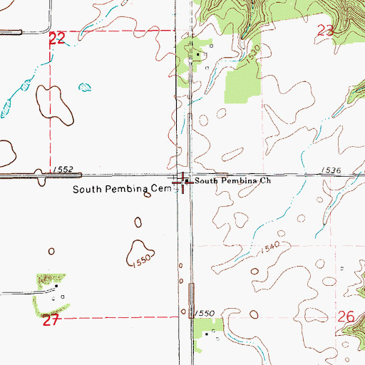Topographic Map of South Pembina Church, ND