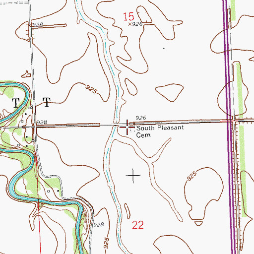 Topographic Map of South Pleasant Cemetery, ND
