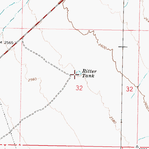 Topographic Map of Ritter Tank, AZ