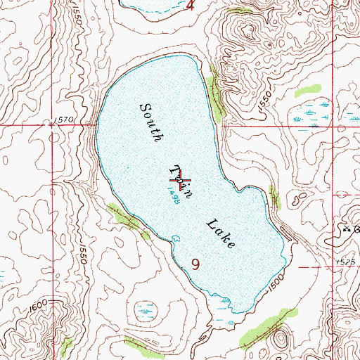 Topographic Map of South Twin Lake, ND