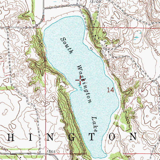 Topographic Map of South Washington Lake, ND