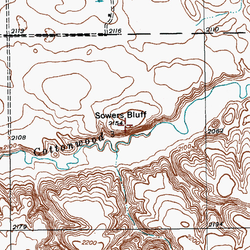 Topographic Map of Sowers Bluff, ND