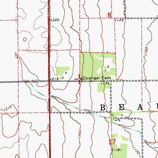 Topographic Map of Spangel Cemetery, ND
