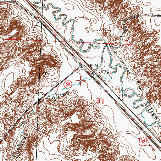 Topographic Map of Spencer Coulee, ND