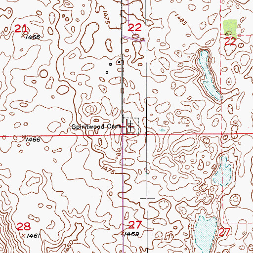 Topographic Map of Spiritwood Cemetery, ND