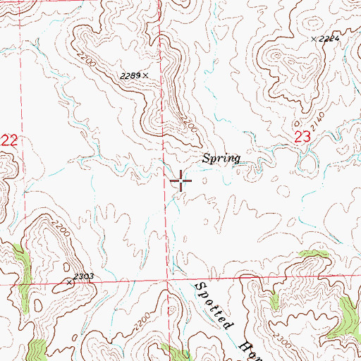 Topographic Map of Spotted Horn Creek, ND