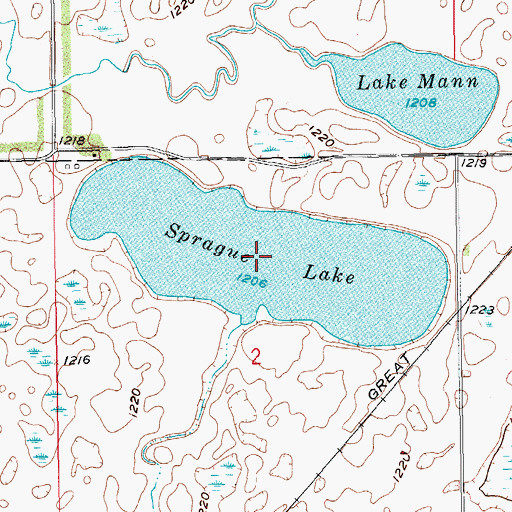 Topographic Map of Sprague Lake, ND