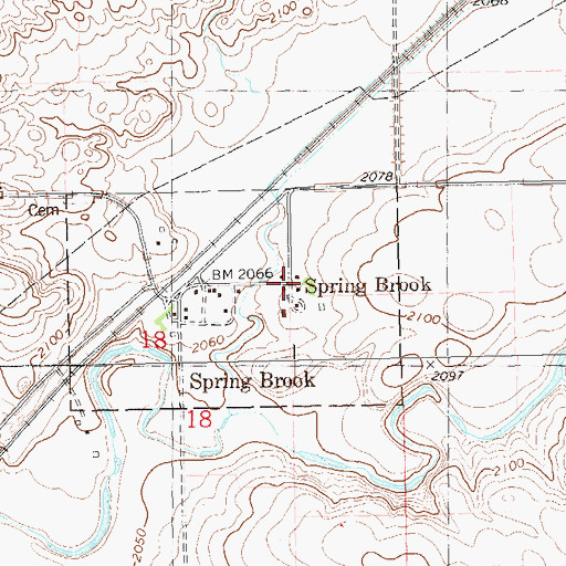 Topographic Map of Spring Brook, ND