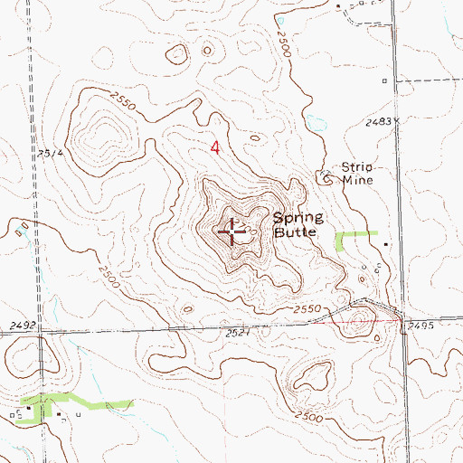 Topographic Map of Spring Butte, ND