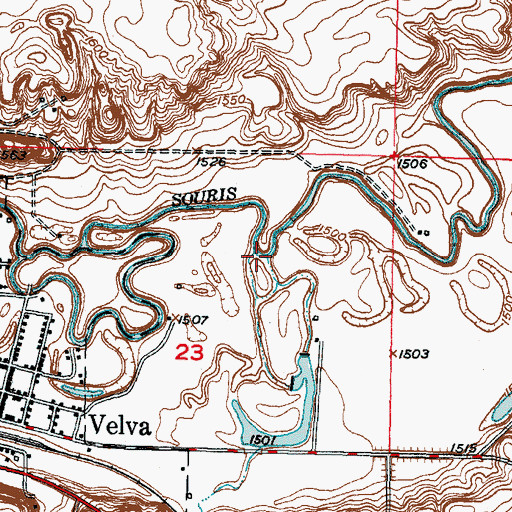 Topographic Map of Spring Creek, ND