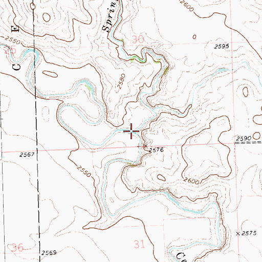 Topographic Map of Spring Creek, ND
