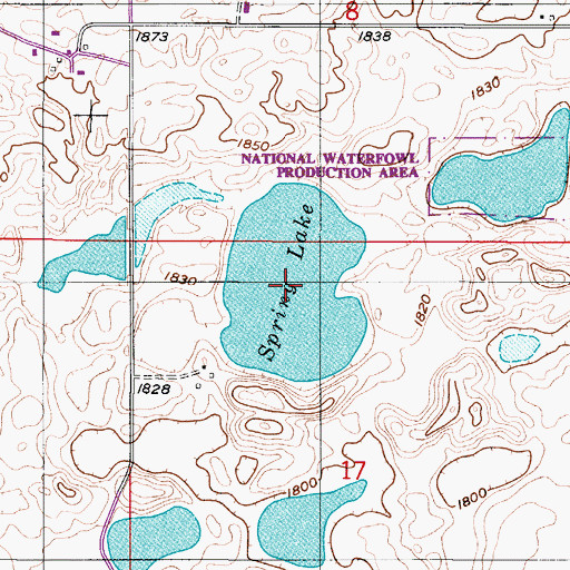 Topographic Map of Spring Lake, ND