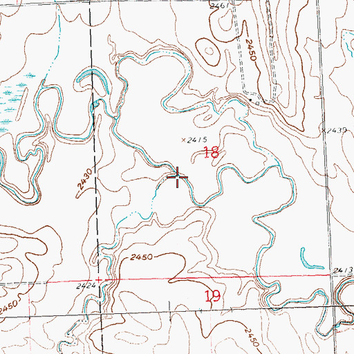 Topographic Map of Springs Creek, ND