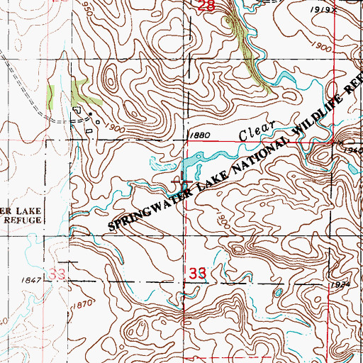Topographic Map of Springwater Dam, ND