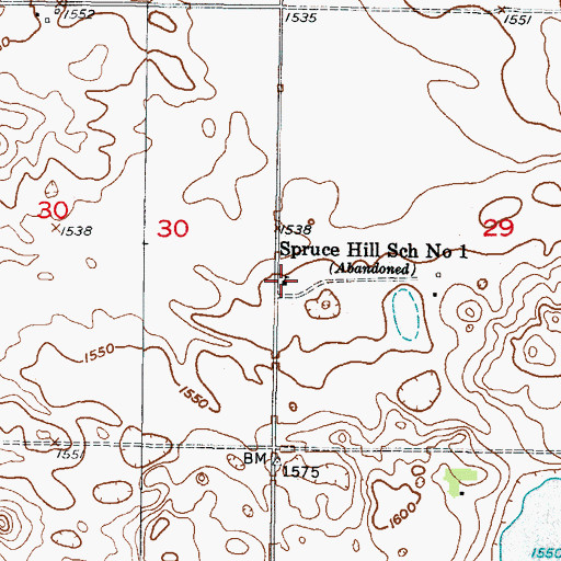 Topographic Map of Spruce Hill School Number 1, ND