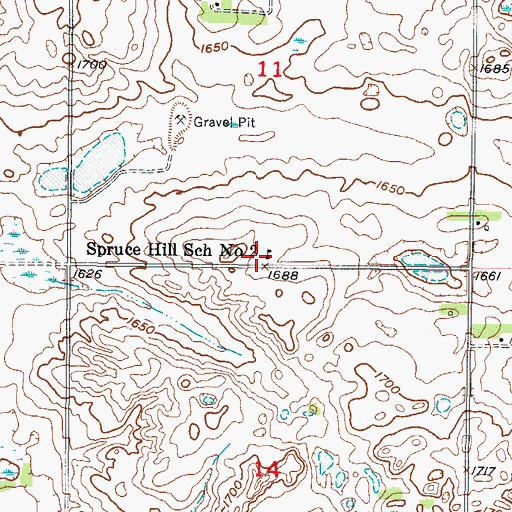 Topographic Map of Spruce Hill School Number 2, ND