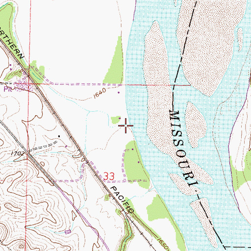 Topographic Map of Square Butte Creek, ND