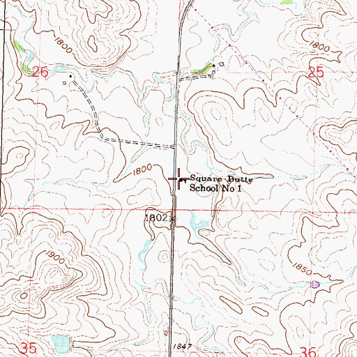 Topographic Map of Square Butte School Number 1, ND