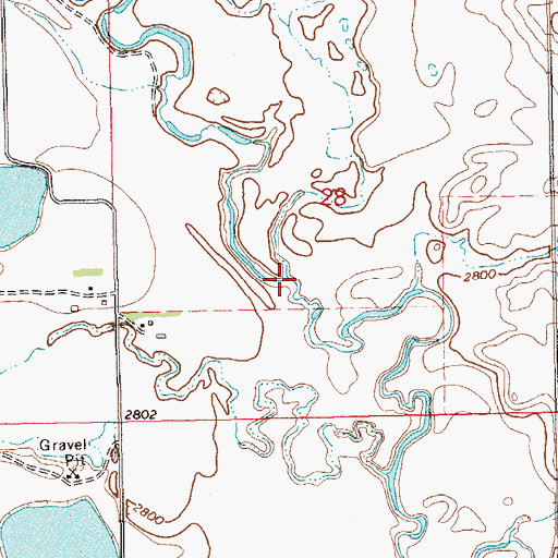 Topographic Map of Stage Creek, ND