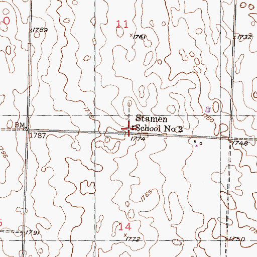 Topographic Map of Stamen School Number 2, ND