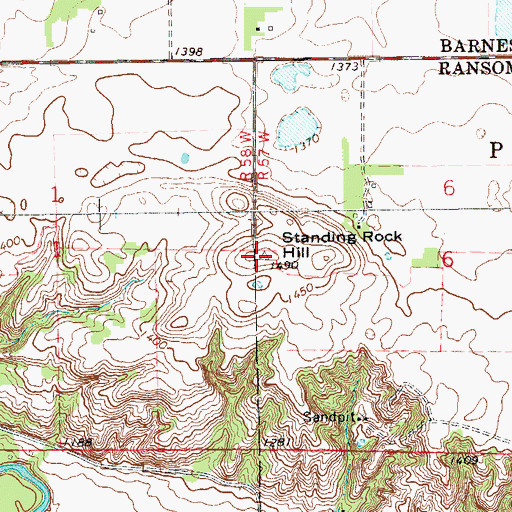 Topographic Map of Standing Rock Hill, ND