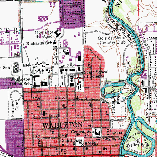 Topographic Map of North Dakota State College of Science, ND