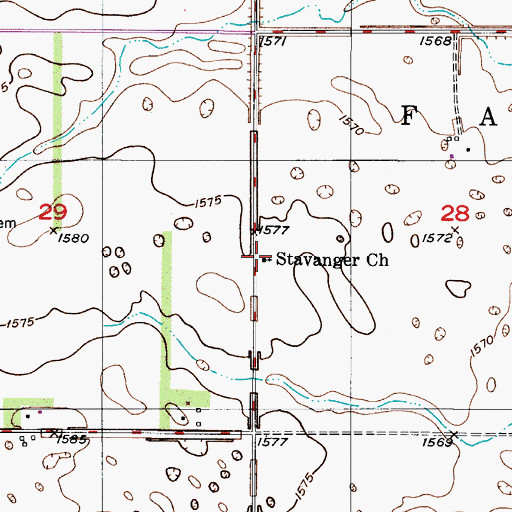 Topographic Map of Stavanger Church, ND