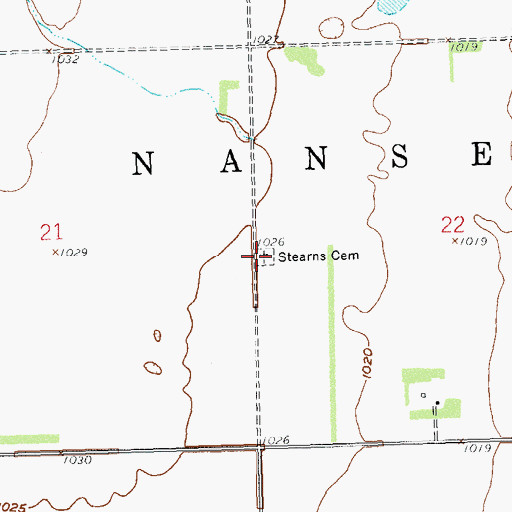 Topographic Map of Stearns Cemetery, ND