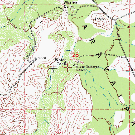 Topographic Map of River Colderan Ranch, AZ