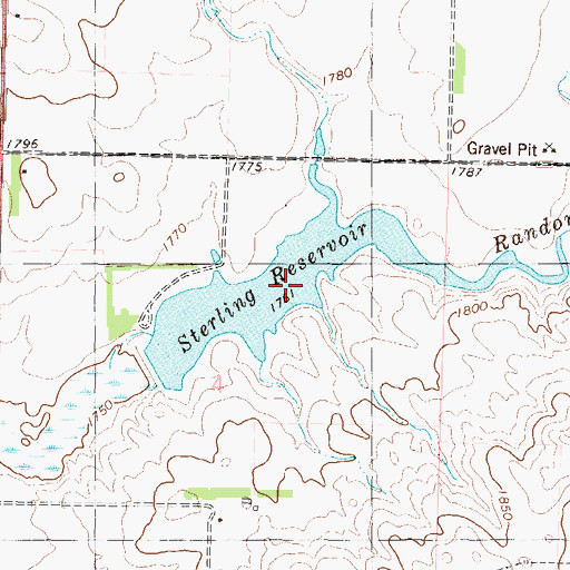 Topographic Map of Sterling Reservoir, ND