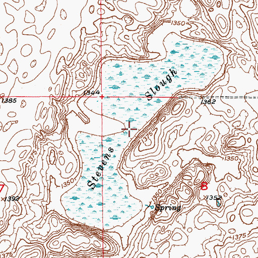 Topographic Map of Stevens Slough, ND
