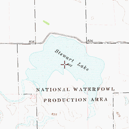 Topographic Map of Stewart Lake, ND