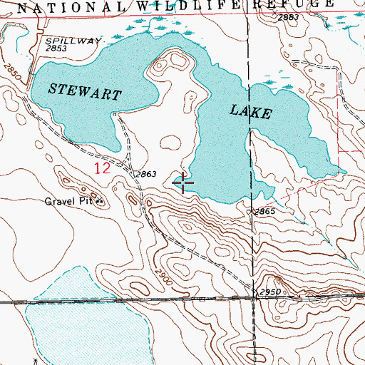 Topographic Map of Stewart Lake, ND