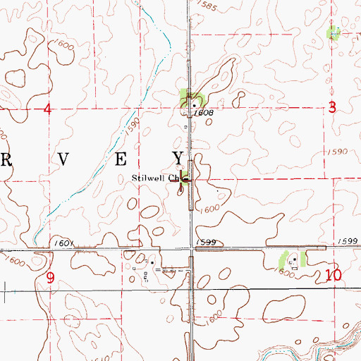 Topographic Map of Stilwell Church, ND