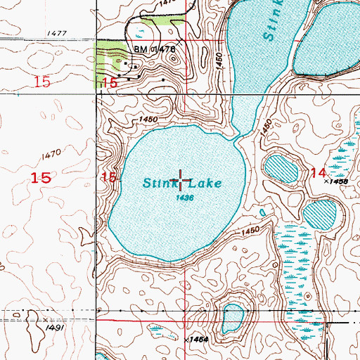 Topographic Map of Stink Lake, ND