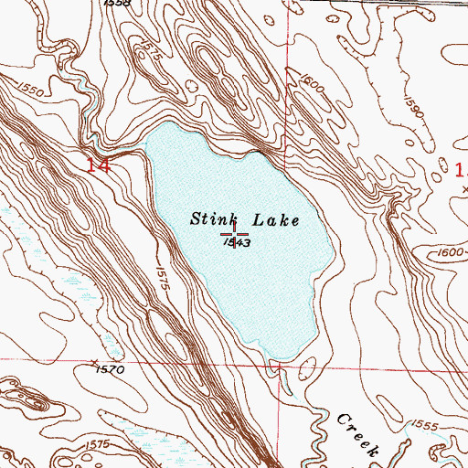 Topographic Map of Stink Lake, ND